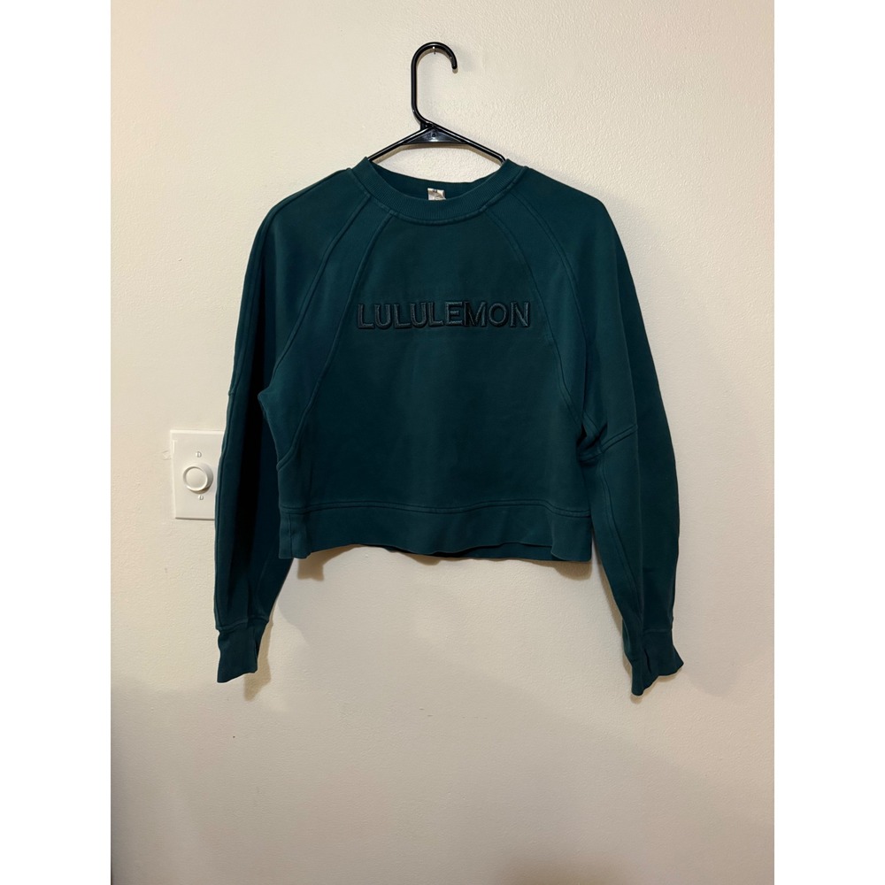 Lululemon Scuba Oversized Pullover Wordmark Storm Teal Size XS/S